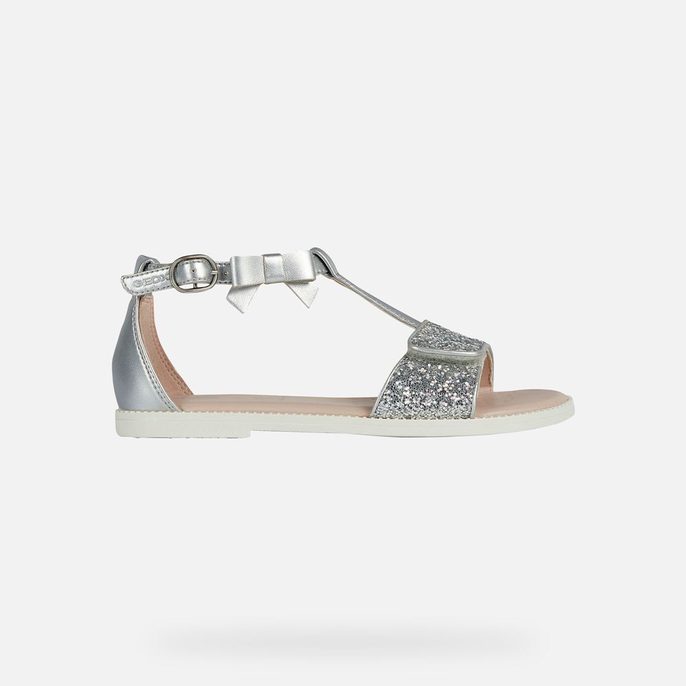 Geox Sandals Silver Karly - Geox Girls Shoes - XZQVTC634